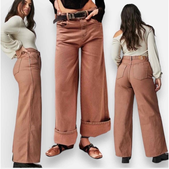 FREE PEOPLE We The Free CRVY Gia Wide leg jeans NWT - Picture 1 of 5